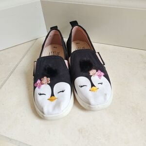 Toms Black and White Penguin Kids Shoes